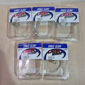 Lot of 5 Eagle Claw Lazer Sharp Halibut Rig L978-10/0‎ Saltwater Fishing Hooks